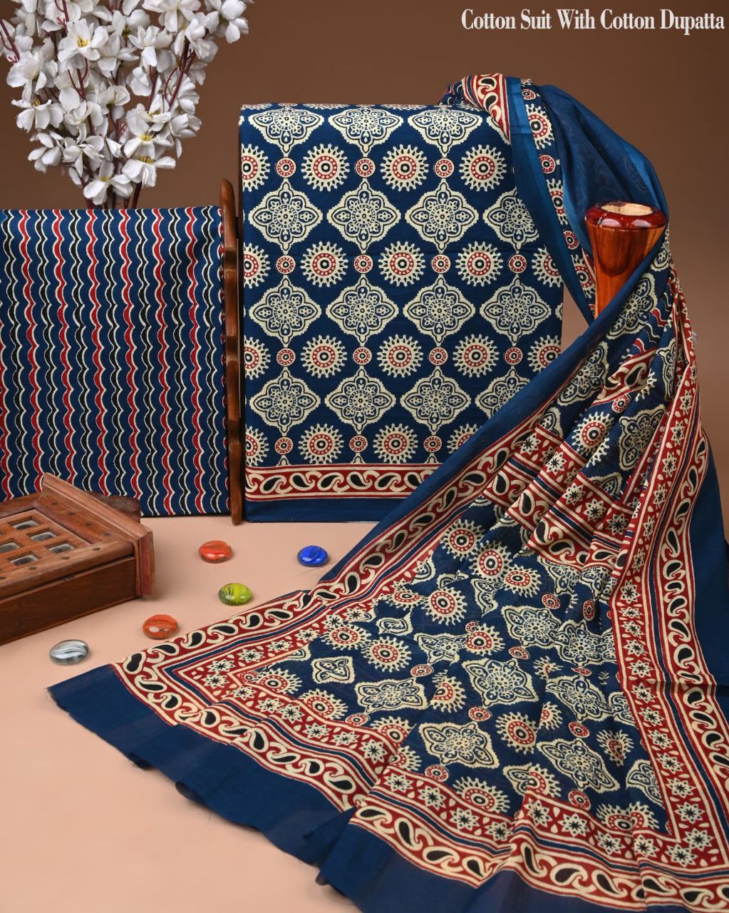 Bagru Heritage Cotton Suit Set with Cotton Dupatta