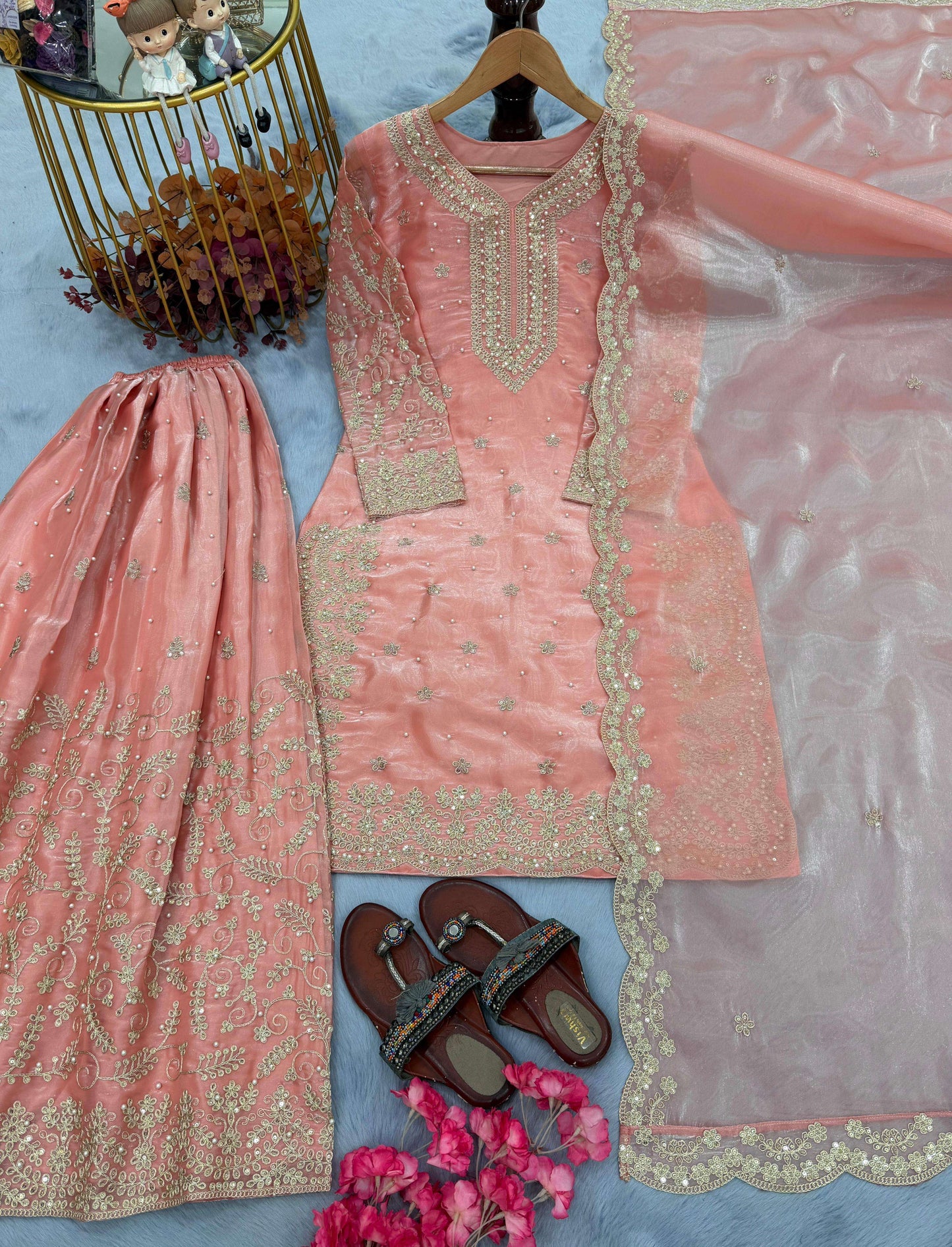 Majestic Glow Premium GMY Silk Party Wear Palazzo Suit