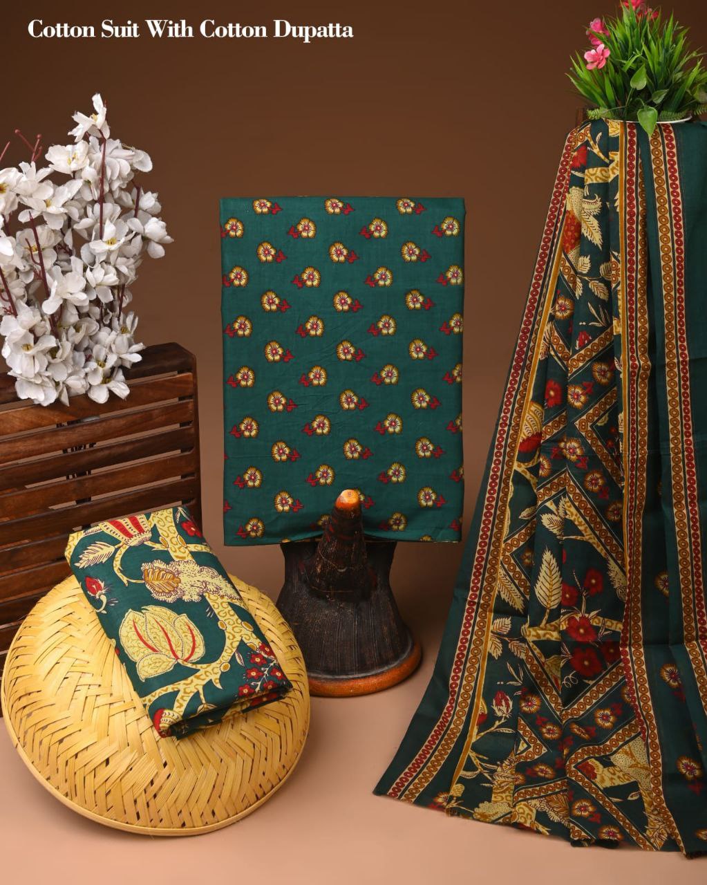 Bagru Heritage Cotton Suit Set with Cotton Dupatta