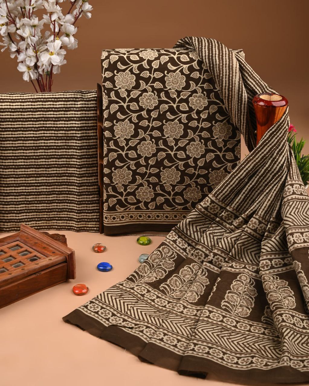 Bagru Heritage Cotton Suit Set with Cotton Dupatta