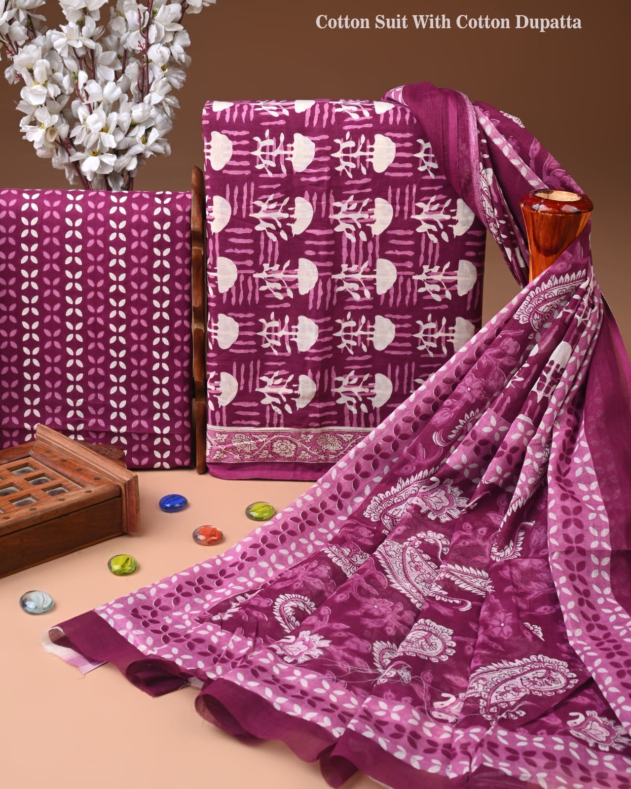 Bagru Heritage Cotton Suit Set with Cotton Dupatta
