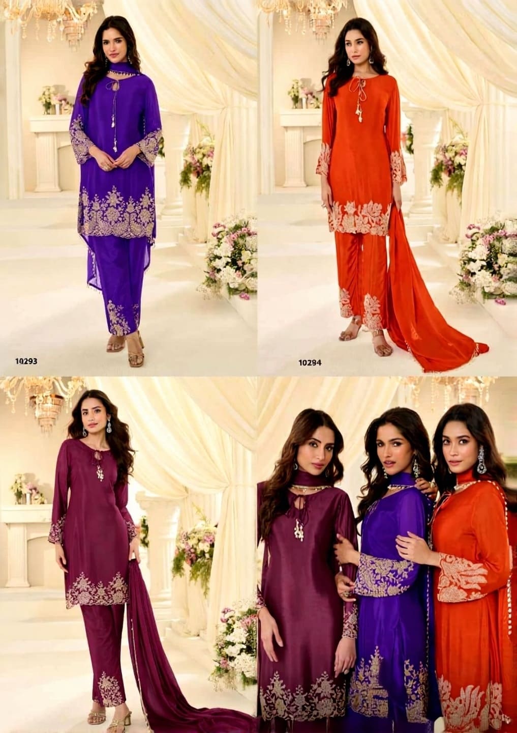 Beads Chinon Silk Designer Suit Set
