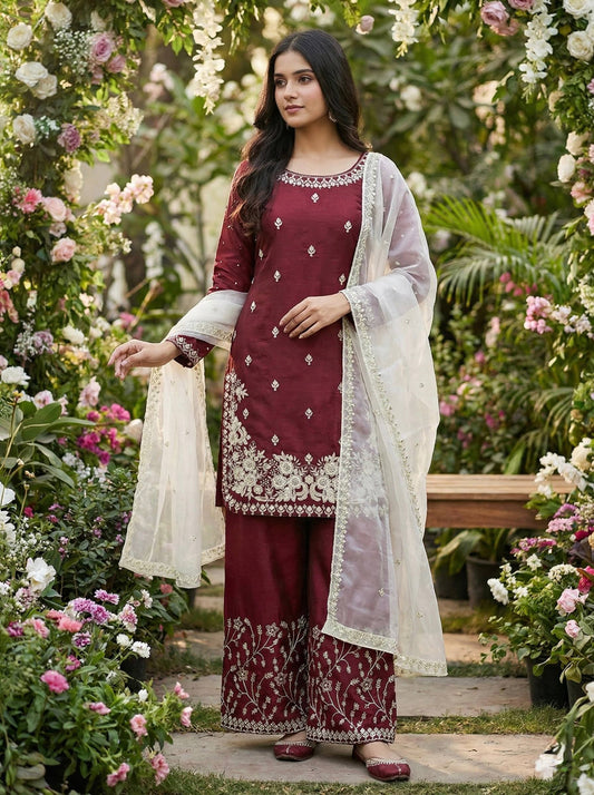 Noble Spark Designer GMY Silk Suit with Organza Dupatta