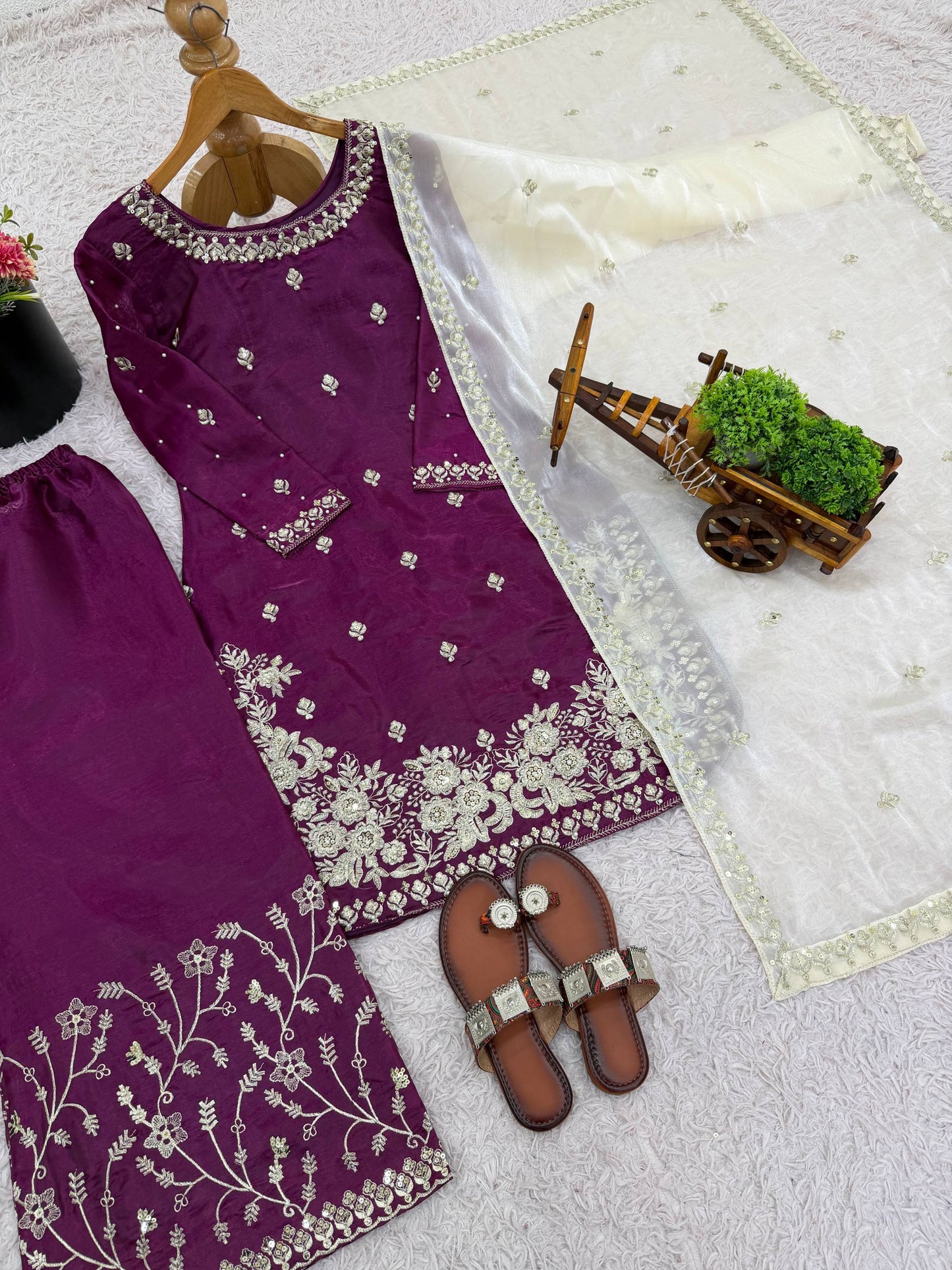 Noble Spark Designer GMY Silk Suit with Organza Dupatta