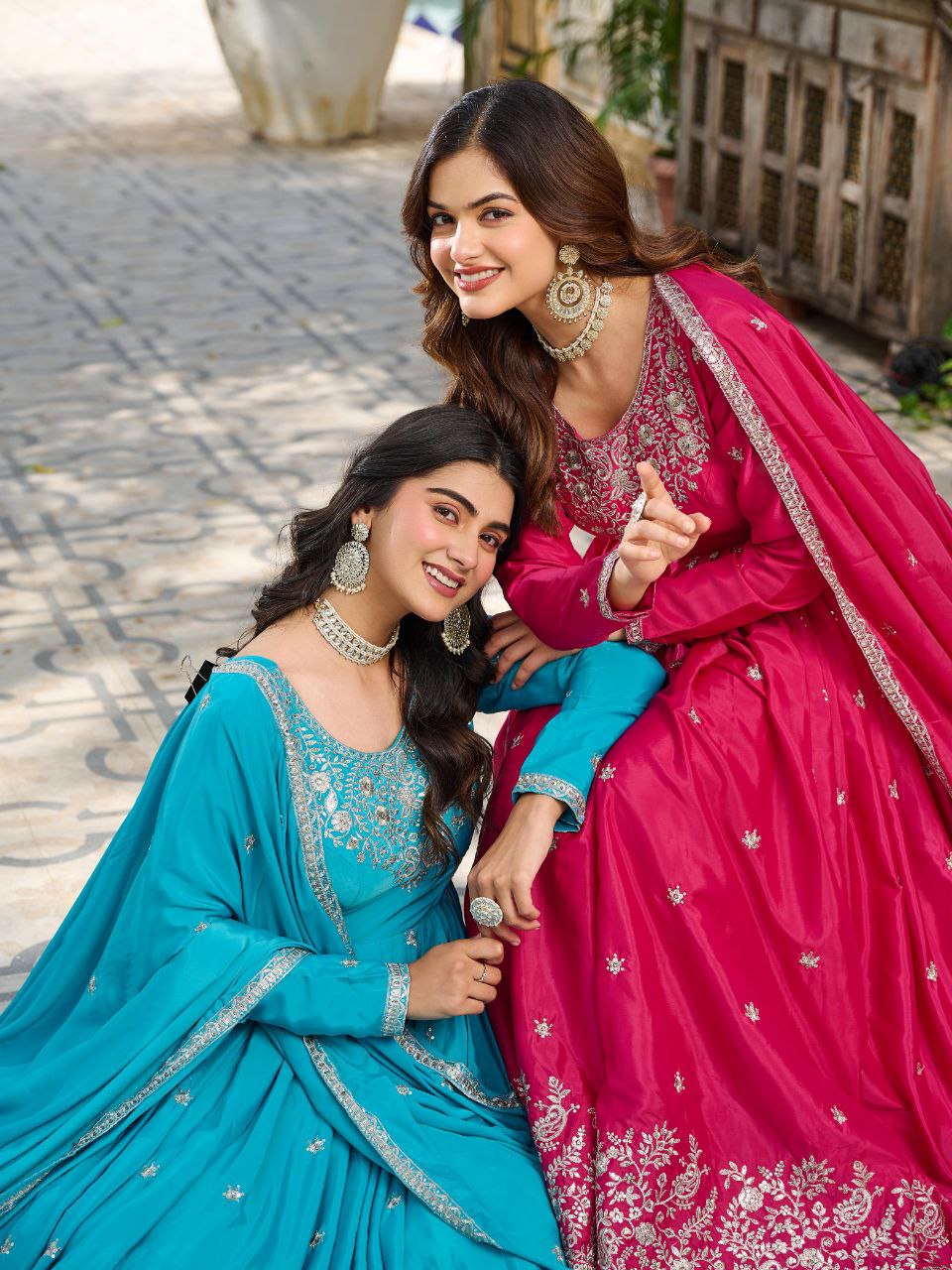 Royal Look American Silk Designer Gown with Pent & Dupatta