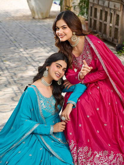 Royal Look American Silk Designer Gown with Pent & Dupatta