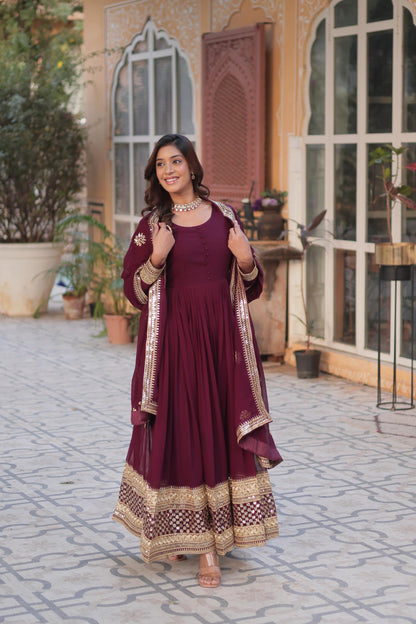Regal Faux Blooming Rich Embroidery Gown