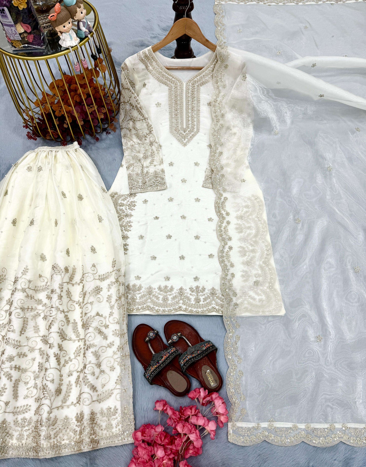 Majestic Glow Premium GMY Silk Party Wear Palazzo Suit