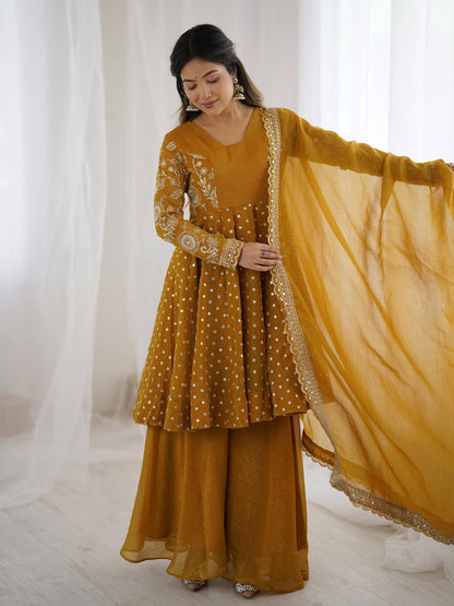 Opaline Grace  Crunchy Silk Sequence Sharara Ensemble