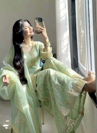 Majestic Glow Premium GMY Silk Party Wear Palazzo Suit