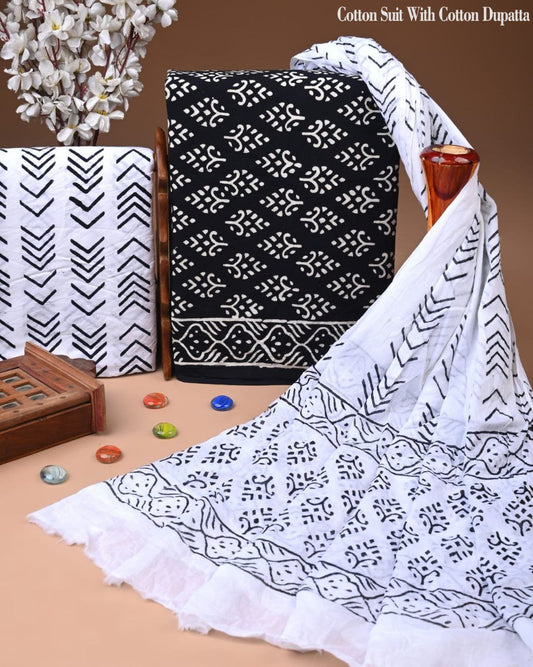 Bagru Heritage Cotton Suit Set with Cotton Dupatta
