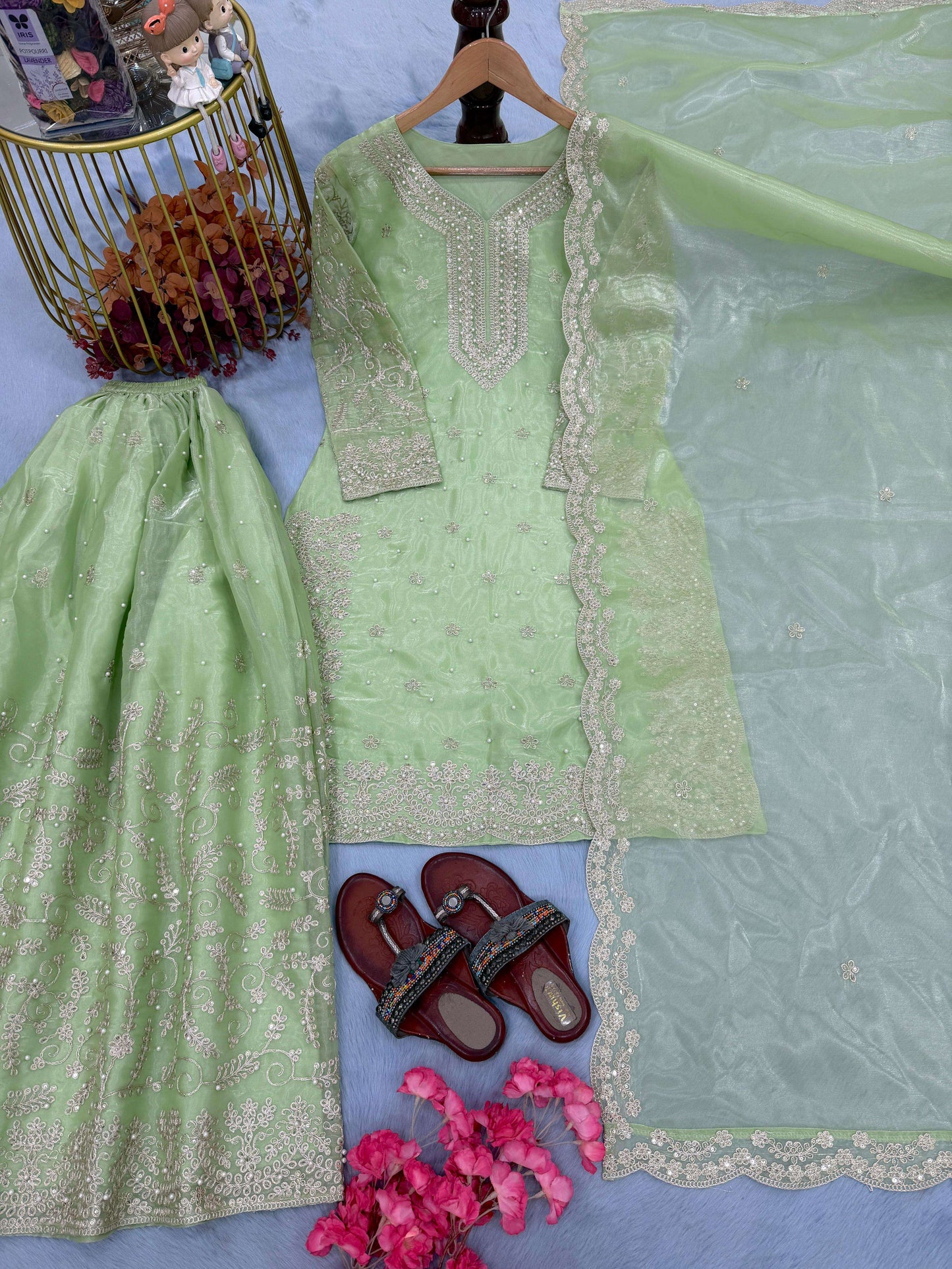 Majestic Glow Premium GMY Silk Party Wear Palazzo Suit