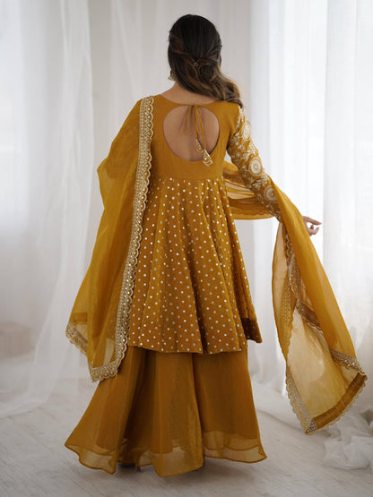 Opaline Grace  Crunchy Silk Sequence Sharara Ensemble