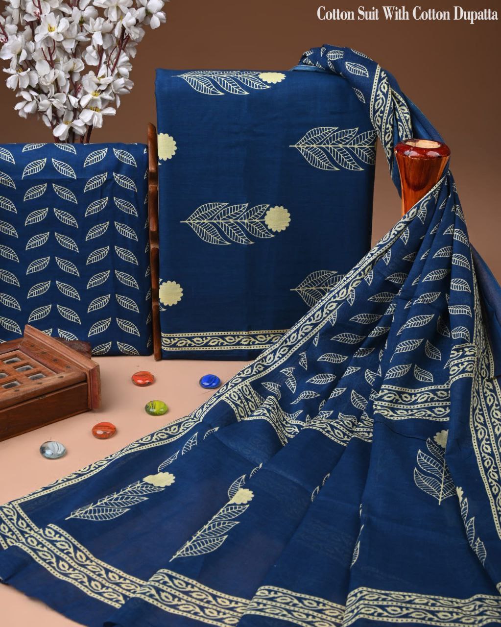 Bagru Heritage Cotton Suit Set with Cotton Dupatta