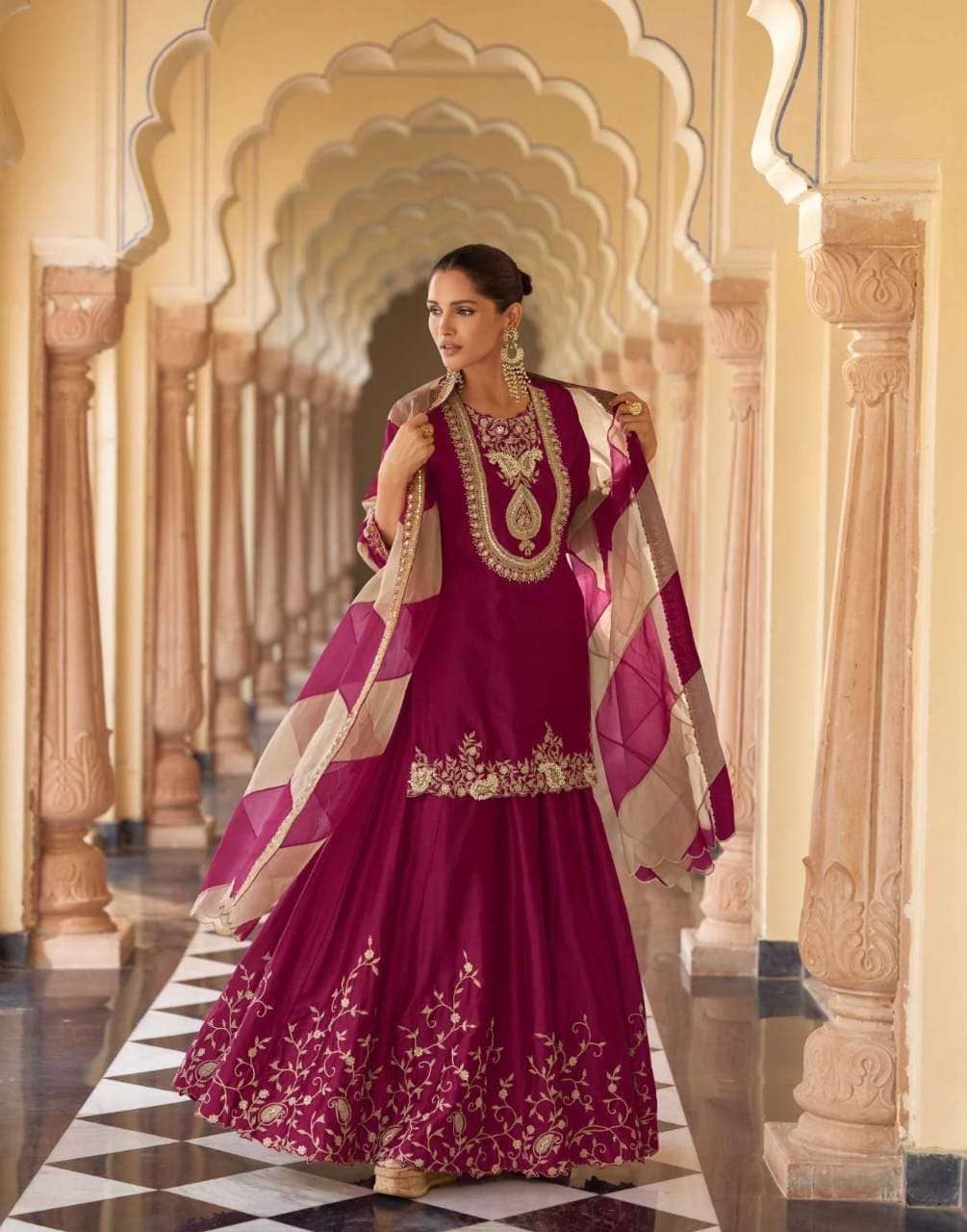 Savera Ethnic Embroidered Silk Suit With Digital Dupatta