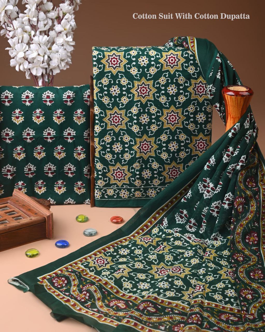 Bagru Heritage Cotton Suit Set with Cotton Dupatta