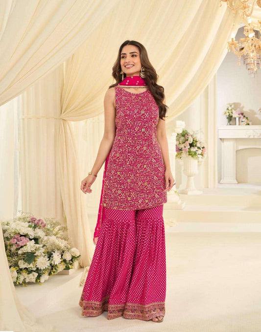 Vanya Designer Heavy Embroidered Georgette Wedding Wear Suit Set
