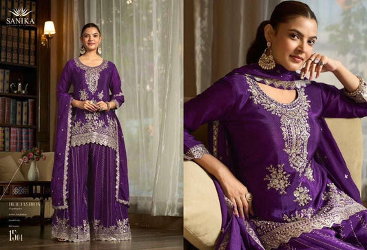 Yaari Couture Mirror Work Chinon Silk Designer Suit