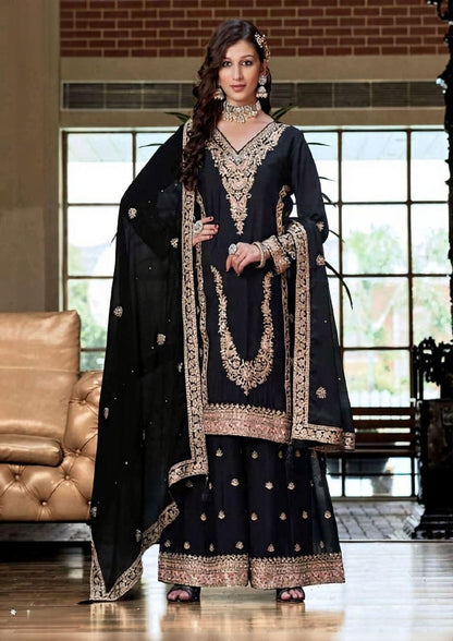Kalki Couture Chinon Silk Heavy Embroidery Festive Suit