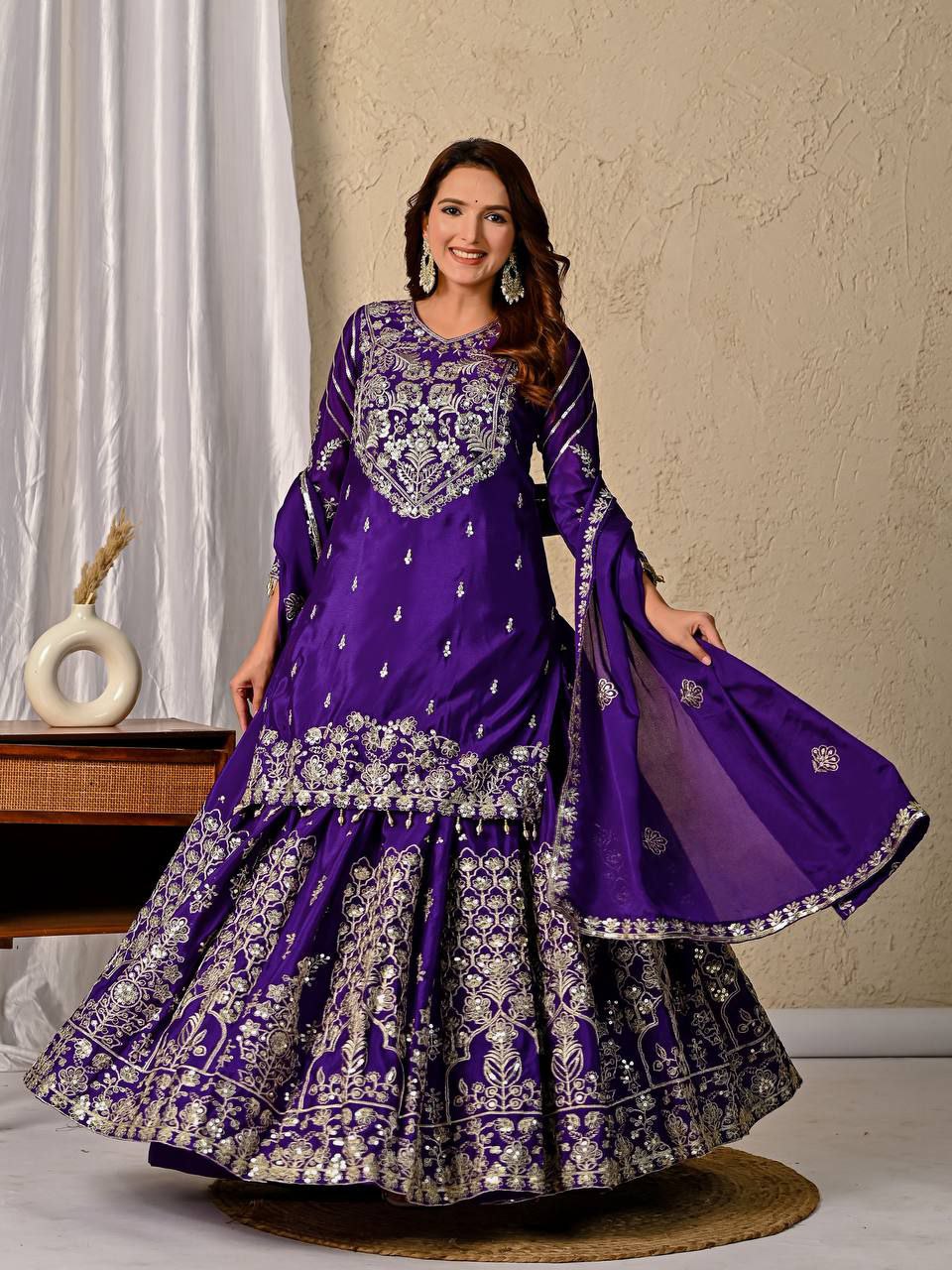 Luxe Zari  Chinon Silk Wedding Style Lehenga