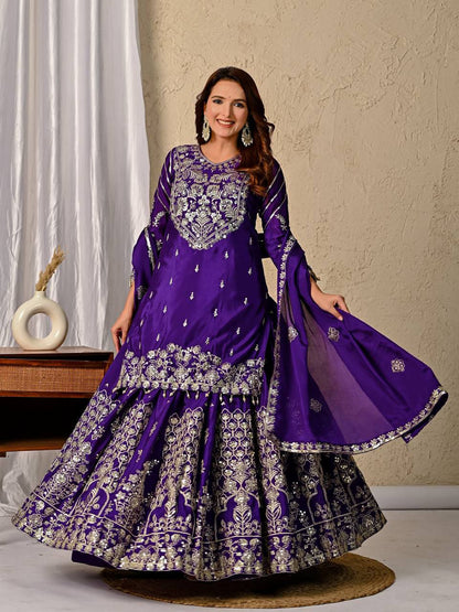 Luxe Zari  Chinon Silk Wedding Style Lehenga