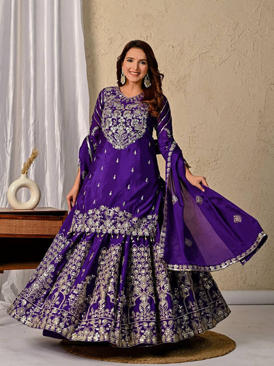 Luxe Zari  Chinon Silk Wedding Style Lehenga