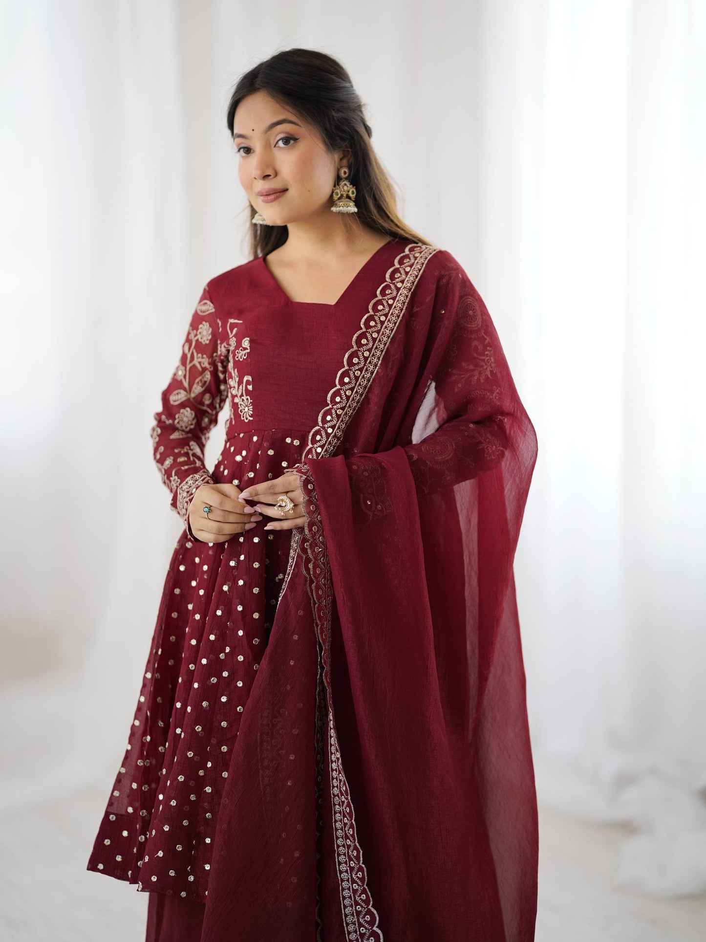 Opaline Grace  Crunchy Silk Sequence Sharara Ensemble