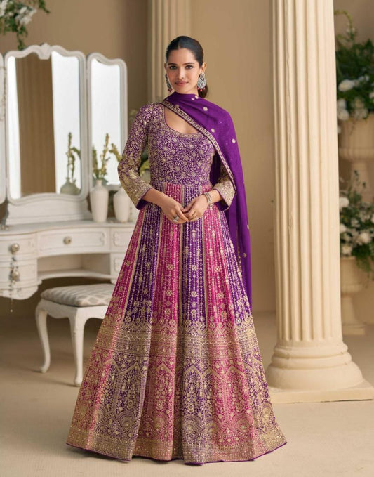 Rutba Luxury Line  Real Georgette Heavy Embroidered Designer Gown