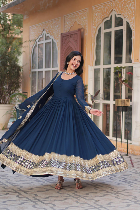 Regal Faux Blooming Rich Embroidery Gown