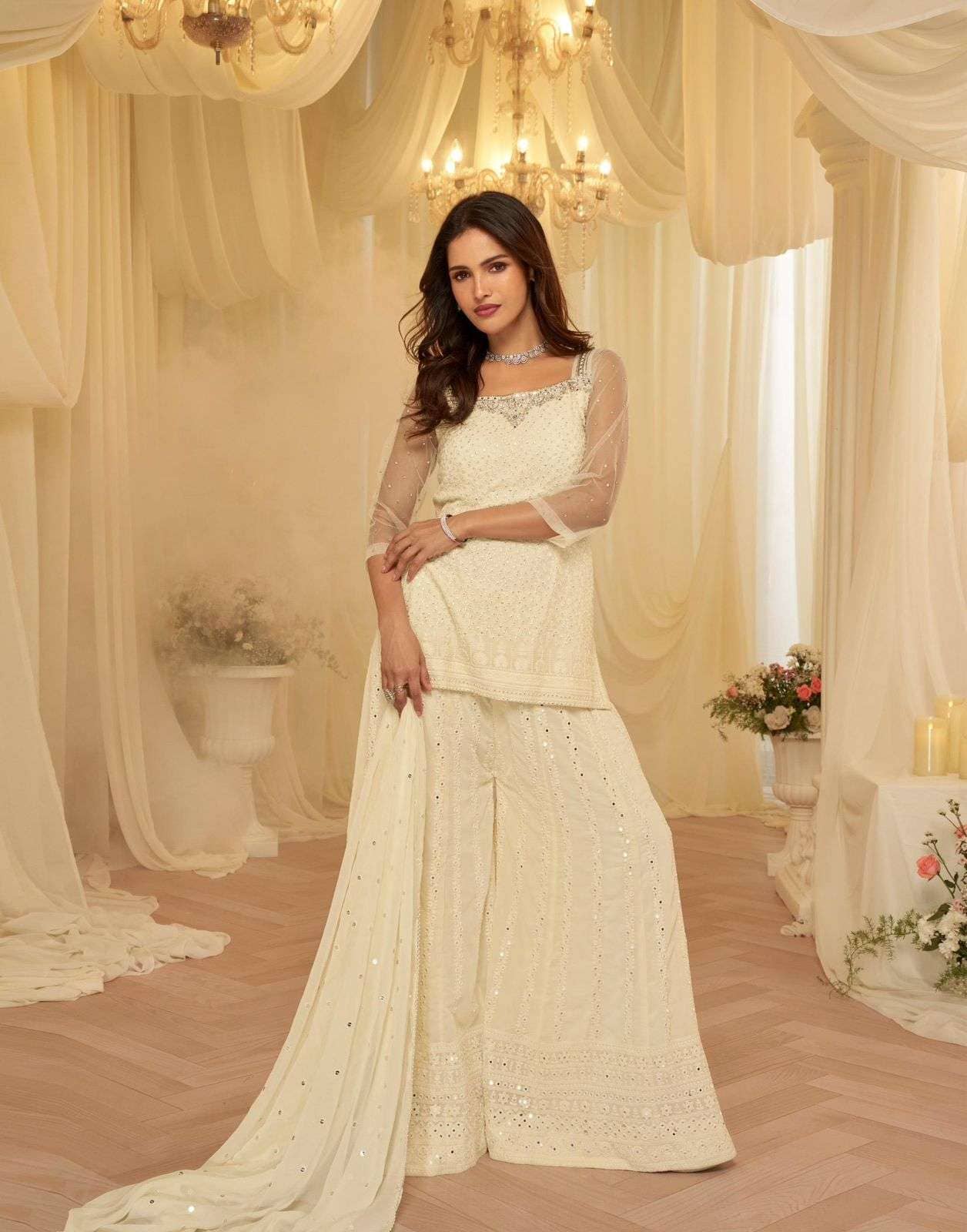 Asmita Chikankari Work Georgette Designer Sharara Suit