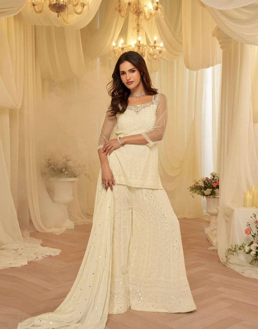 Asmita Chikankari Work Georgette Designer Sharara Suit