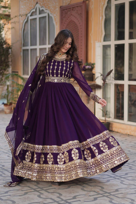 Afsana Zariwork Faux Blooming Gown Set