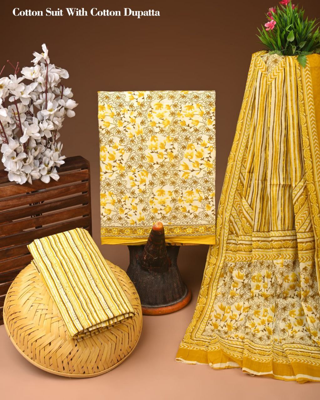 Bagru Heritage Cotton Suit Set with Cotton Dupatta