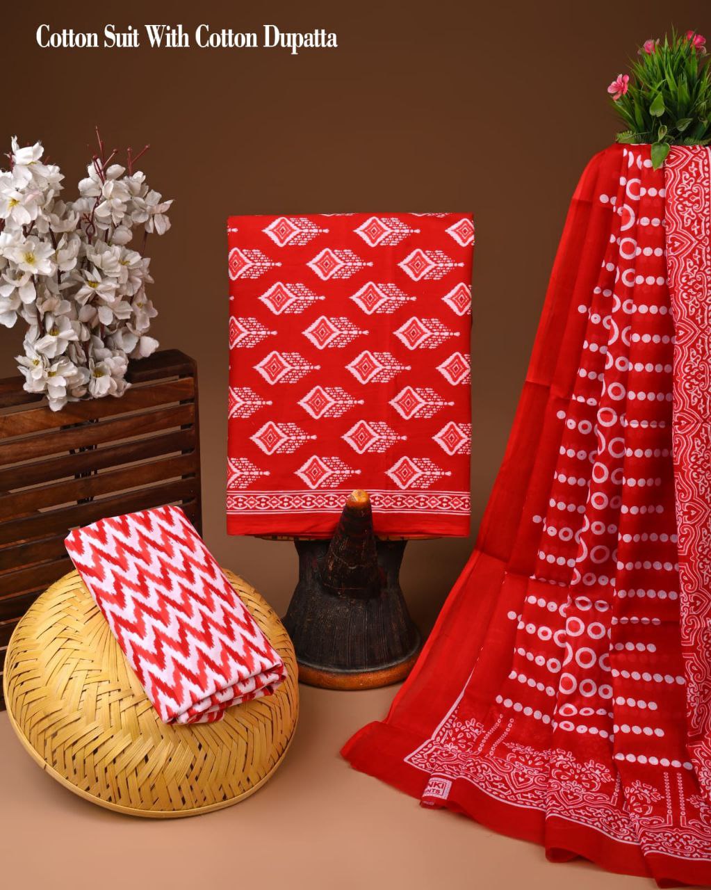 Bagru Heritage Cotton Suit Set with Cotton Dupatta