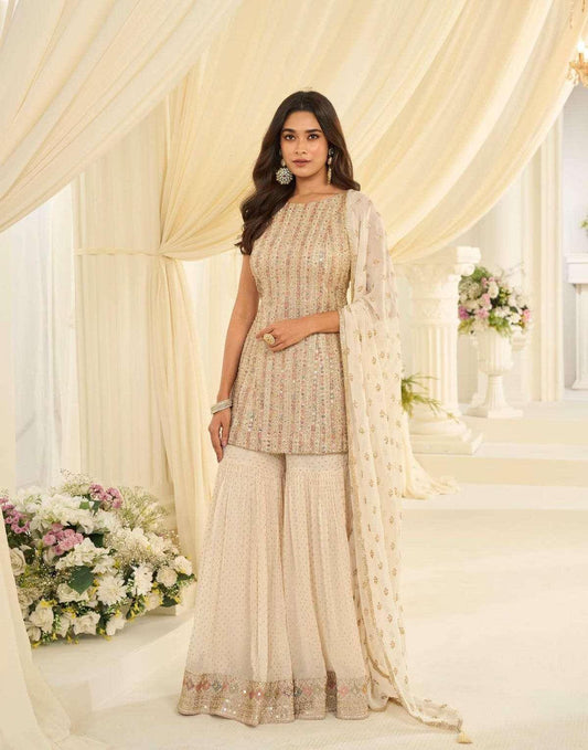 Vanya Designer Heavy Embroidered Georgette Wedding Wear Suit Set