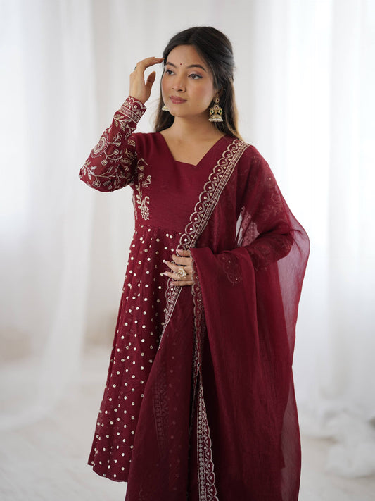 Opaline Grace  Crunchy Silk Sequence Sharara Ensemble