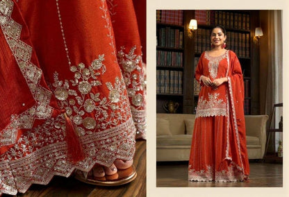 Yaari Couture Mirror Work Chinon Silk Designer Suit