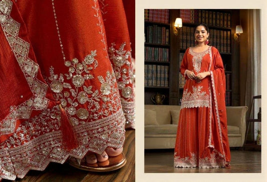 Yaari Couture Mirror Work Chinon Silk Designer Suit