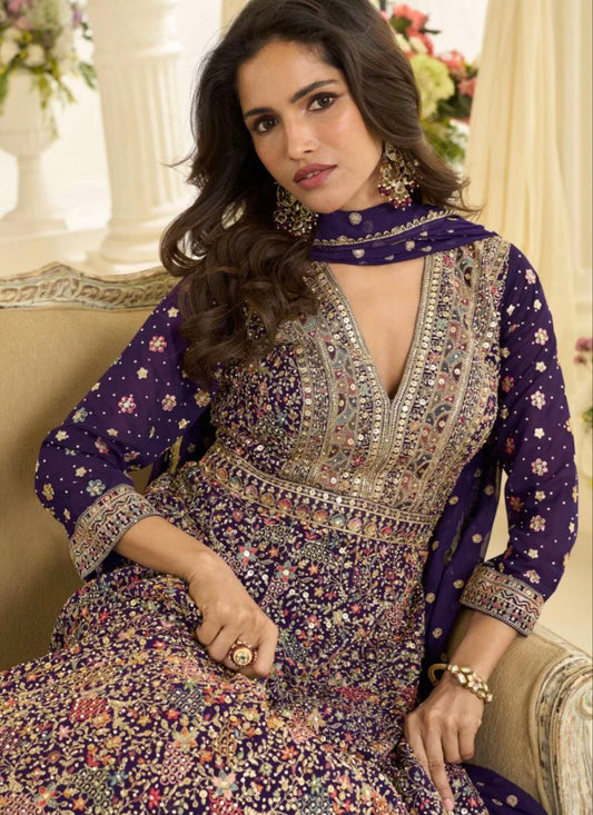 Royal Maharani Heavy Embroidered Real Georgette Designer Anarkali Dress