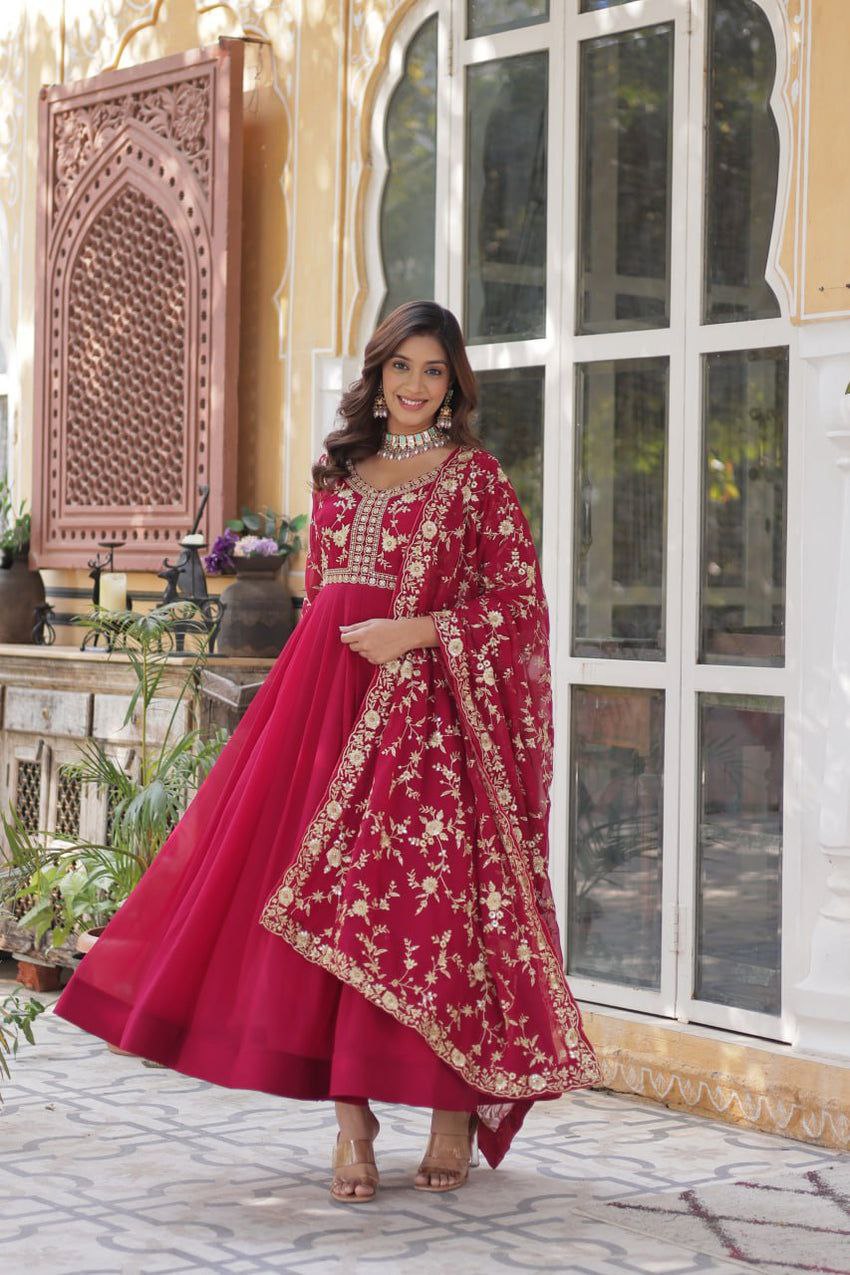 Imperial Faux Blooming Gown with Multi Sequins & Zari Embroidery