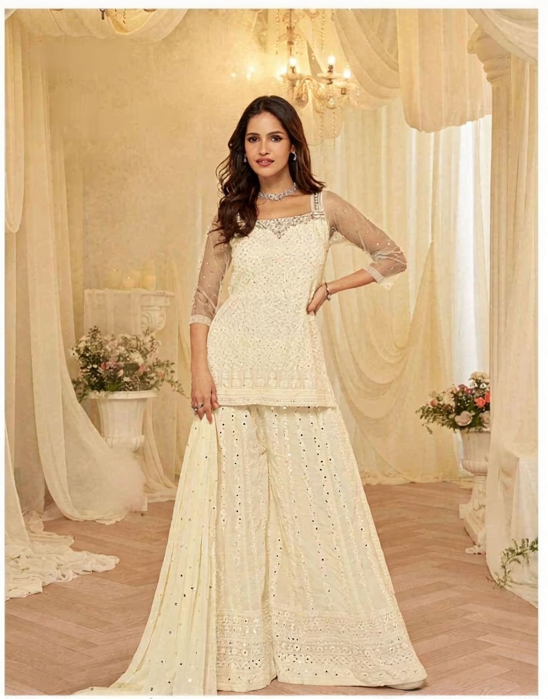 Asmita Chikankari Work Georgette Designer Sharara Suit