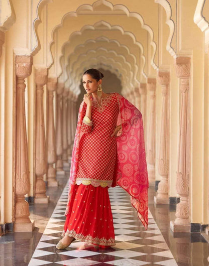 Savera Ethnic Embroidered Silk Suit With Digital Dupatta