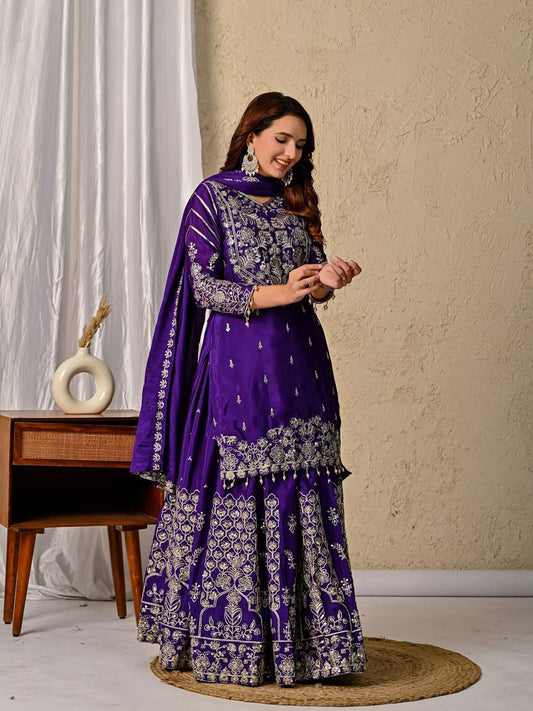 Luxe Zari  Chinon Silk Wedding Style Lehenga