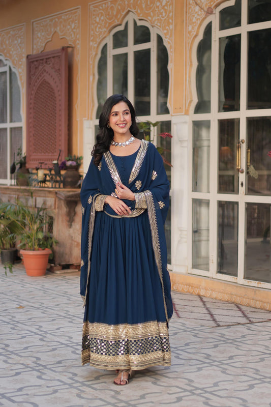 Regal Faux Blooming Rich Embroidery Gown