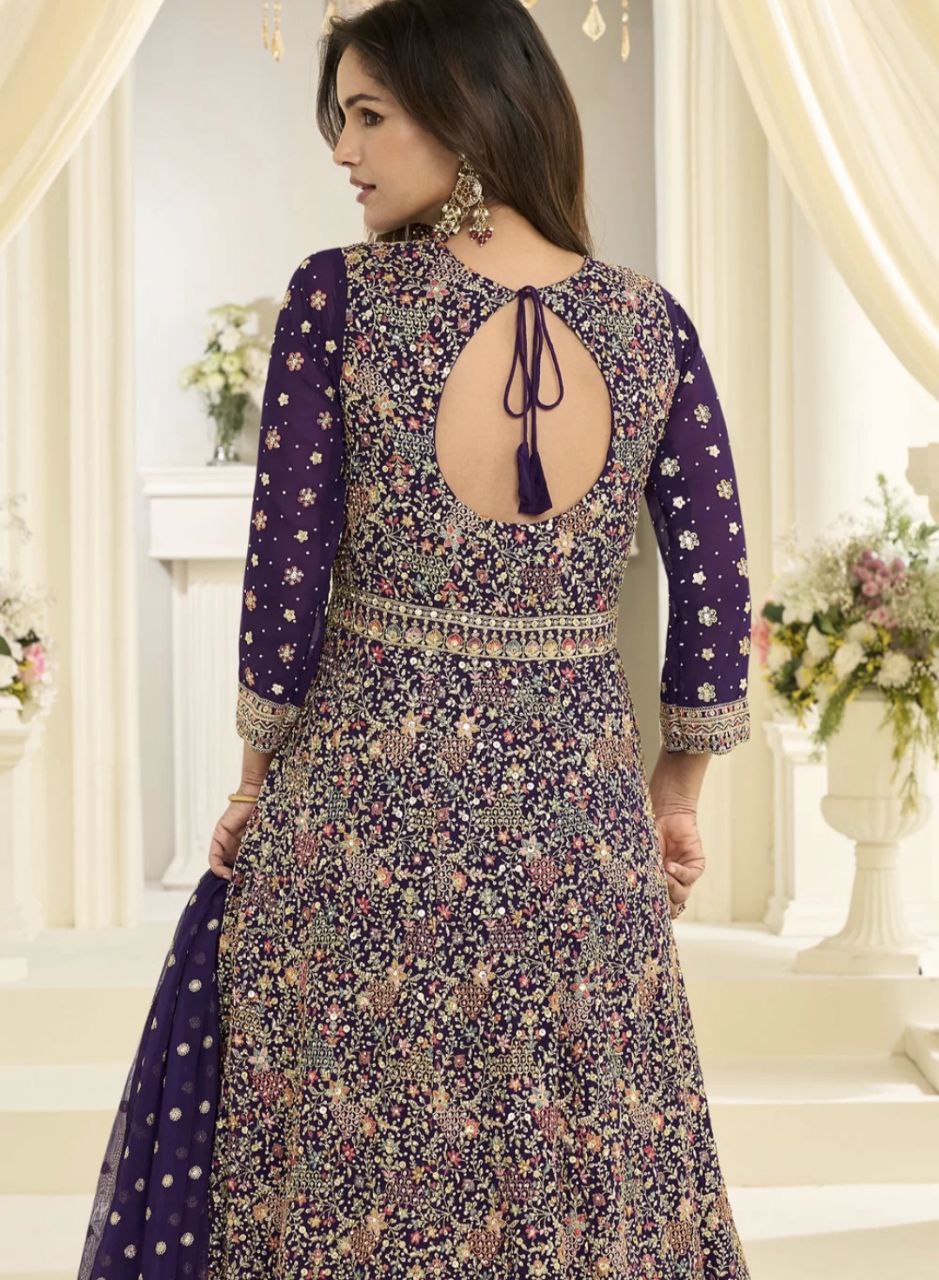 Royal Maharani Heavy Embroidered Real Georgette Designer Anarkali Dress