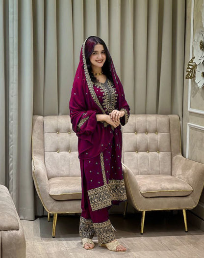 Radiant Diva Sequence Work Set In Faux Georgette