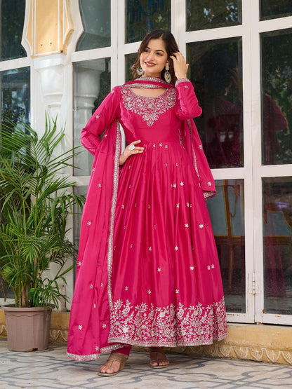 Royal Look American Silk Designer Gown with Pent & Dupatta