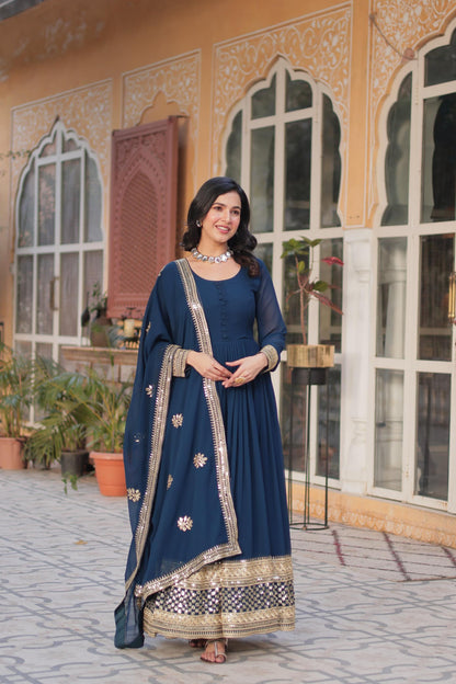 Regal Faux Blooming Rich Embroidery Gown