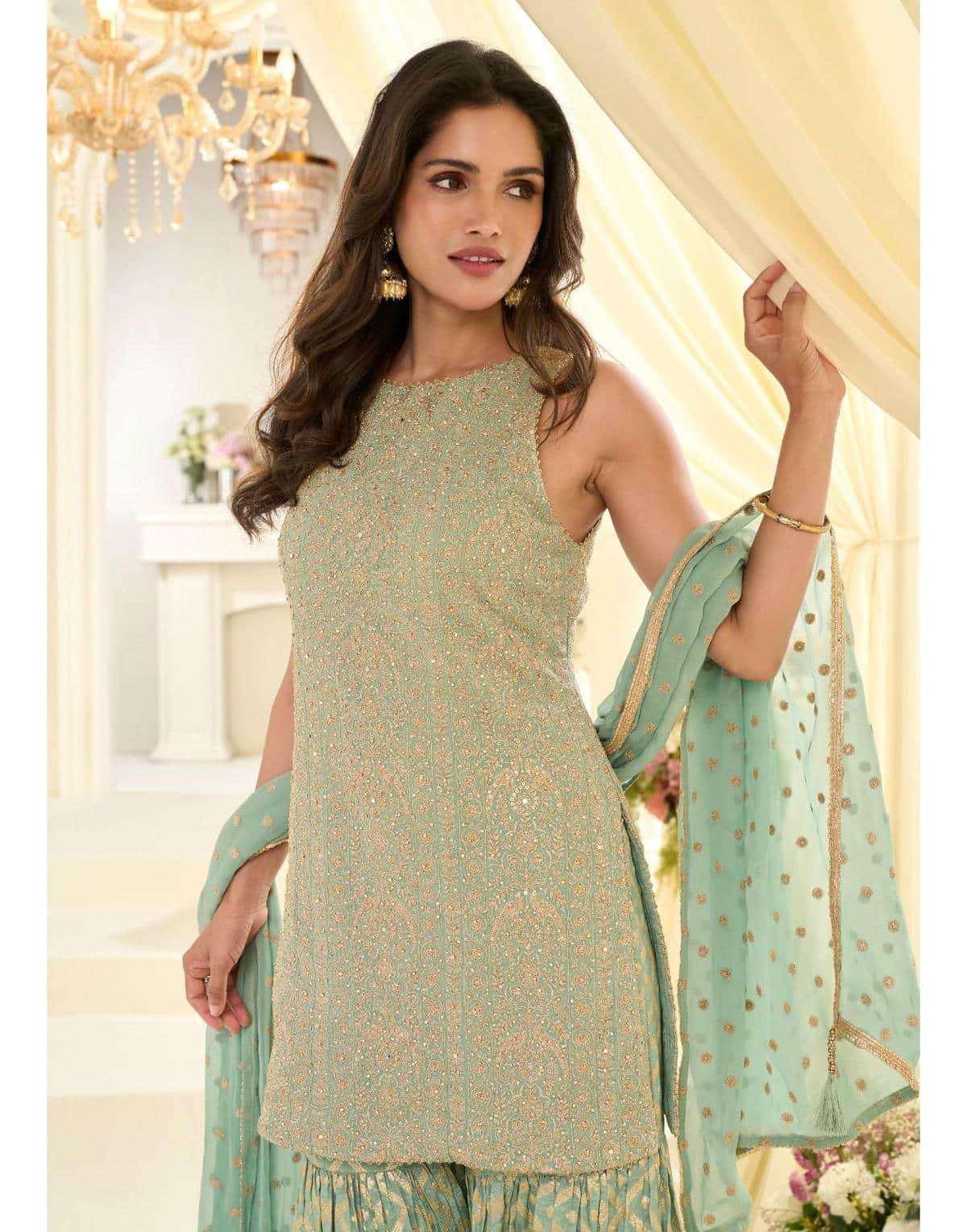 Vanya Designer Heavy Embroidered Georgette Wedding Wear Suit Set