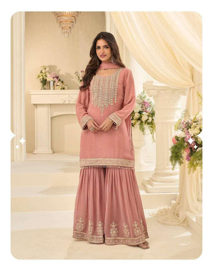 Bansuri Beads Embroidered Georgette Gharara Suit